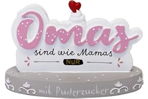 H:)PPY life Fotohalter mit Spruch "Omas sind wie Mamas nur mit Puderzucker" | mit Metallklipp, Dekoartikel | Geschenk Oma | 46123