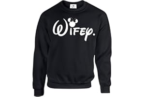 D&H CLOTHING UK Wifey Hubby Mr Mrs The King His Queen King Queen Writing Drawing Cartoon Miney Prince Princess Crown Couples Valentines Matching Love 01 Lover Fit Jumper Sweatshirt Sweater Pullover