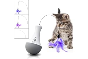 DOEL Giocattolo Interattivo per Gatti - Esercizio Automatico con Piuma, Elettronico, Alimentato a Batteria - Regalo per gattini