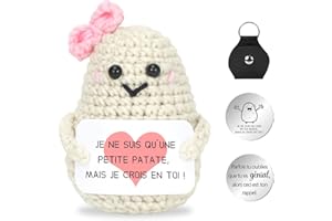 SPRINLOT Pomme de Terre Positive, Pomme Terre Peluche en français, Beige Poupées Pomme Terre avec Carte Positive, Motivantes Tricotée Pomme de Terre, Rigolo Cadeaux pour Homme Femme Enfant Couple Collegue 26