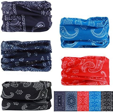 WONBORY Headwear Bandana Headband - Wrap Scarf UV Versatile Facemask Lightweight Sports &amp; Casual for Outdoor Climbing Camping Hiking (5PCS-Set-6)