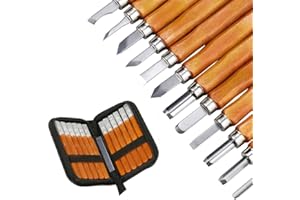 77Star Woodworking Tools Set 12PCS Wood Whittling Kit for DIY Lovers Beginners, Including Storage Bag (12)