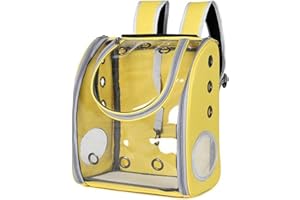 PETCUTE Mochila Transportín Gato,Mochila Transportín Perro Bien Ventilado con Correa de Seguridad Interior, Transparente Bolsa de Transporte para Gatos y Perros con Colchón Suave,Aerolínea Aprobada