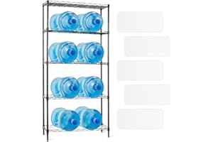 Clucycia 5 Tier Shelving Unit Adjustable Wire Shelves Steel Rack Shelf Storage and Organizer Rack Black 29.5 * 13.8 * 59inch