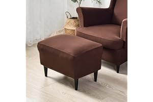 Highdi Ottomane Schonbezug Hockerbezug, Einfarbig Hocker Husse für Fußhocker Rechteckig, Stretch Bezug Ottomane Abdeckung Überzug Hocker Protector Waschbar Hockerabdeckung (Kaffee braun,Hockerbezug)