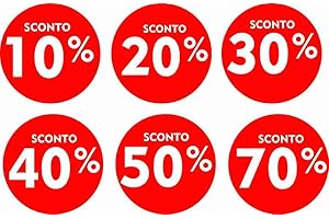 STICK-UP STICKERS Vetrofanie Saldi SCONTI - BOLLINI SCONTI 10% 20% 30% 40% 50% 70% - Decorazioni Saldi sconti - Fuori Tutto, Saldi vetrine Negozi, Stickers