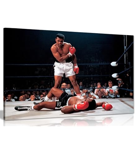 Poster Toile Boxing David Haye Vs Anthony Joshua - Impression Moderne Bleue - Art Mural Sportif