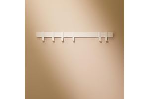 DESIGNFABRIK HAMBURG Design Amburgo Appendiabiti da parete design I Attaccapanni da muro I Appendiabiti ingresso I Accessori d'ingresso da parete I Appendi abiti per muro con ganci mobili in metallo | Bianco 58 cm