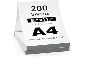 ‎IDPRT iDRPT 200 Blatt Druckerpapier A4 für Tragbare Drucker, Thermodrucker Papier 8.27 „X11.69“, 210x297mm, Kompatibel Mit Einer Breiten Palette von A4 Thermodruckern