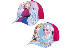 MEZHEN Gorra de Béisbol Niña Gorra Béisbol Elsa Baseball Cap Princesas Gorras de Béisbol Ajustable Gorra de Verano Sombreros para Niñas 2 Piezas