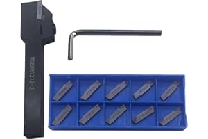 HUNRICHO Portautensili per tornio, 13 pezzi, MGEHR1212-2, con 11 pezzi MGMN200-G, piastre di taglio reversibili in metallo duro per tornitura (MGEHR1212-2+MGMN200)