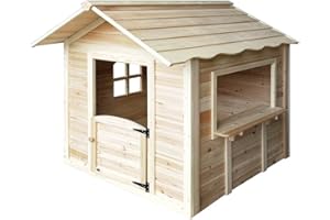 HOME DELUXE - Spielhaus - DER GROßE PALAST Natur -118 x 138 x 132 cm - ohne Bank - FSC zertifiziertes Kinderspielhaus, inkl. Montagematerial I Gartenhaus Holzhaus Kinderhaus