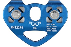 Lixada Double Pulley with Ball Bearing 30kN Trolley Pulley up to 13 mm Ropes for Rock Climbing Caving Aloft Work Rescue