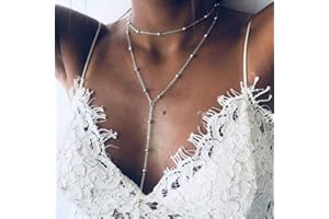 TseenYi - Collana multistrato alla moda, semplice nappa con perline, per donne e ragazze