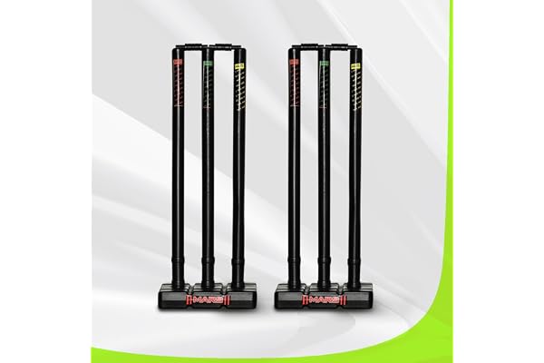 Mars International New Playing Combo of Cricket Stumps Set - 6 Stumps + 4 Bails + 2 Combo of 2 Heavy Plastic Cricket Stump Set (Color-Black, Full Size) (Wicket 1)