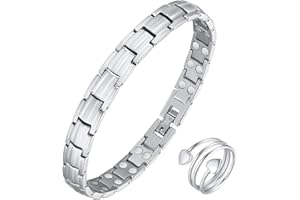 ‎VICMAG Vicmag Magnetarmband Damen Titanstahl Ultral-Festigkeit magnetisch Armband Geschenk mit Entfernungswerkzeug (Doppelreihig Silber)