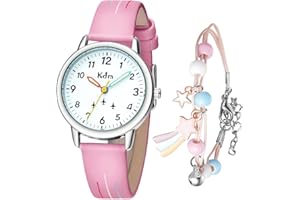 KDM Kids Watch Boys Girls Analogue Watch Luminous Time Teacher Watches for Girls Ages 3-12, Boys Leather Watch Waterproof Childrens Watch Quartz, Kids Gifts