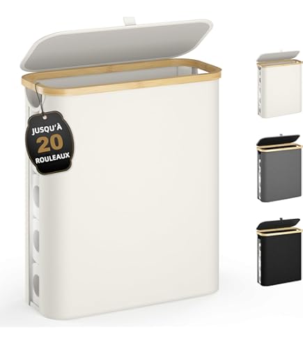 Range Papier Toilette Bambou DIDAINT 33L - Panier Rangement Salle De Bain Pour 9-16 Rouleaux - Beige