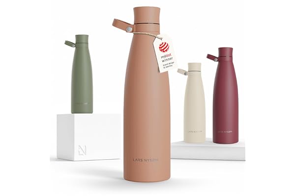 LARS NYSØM Gourde INOX 1000ml | 1L Bouteille d’eau isolée | Gourde étanche pour Le Sport, la Bicyclette (Blush Rose, 1000ml)