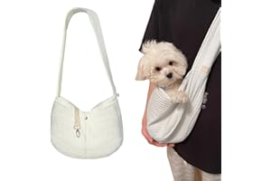 MONGTSAMZ Tragetuch Hundetragetasche Welpen, Hundetragetasche hasta 5 kg Hundetragetuch für kleine Hunde Haustier Umhängetasche Tragetasche Hund für Spaziergehen und Aktivitäten im Freien 1 Stück Weiß