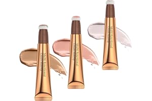 Ofanyia Blush Contour Highlighter Wand, Liquid Highlighter Stick with Cushion Applicator, Silky Smooth Shimmer Blush Wand (01#Fair to Meduim Contour+05#Pearl White Highlighter+ 07#Light Pink Blush)