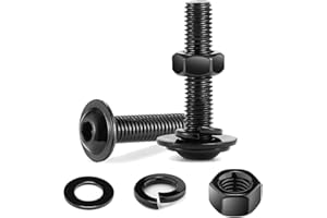 10Pcs M6 x 20mm Bolt Flanged Button Head Socket Cap Bolt Screws, Black Oxide 304 Stainless Steel Nuts and Bolts, Allen Screws, Flat & Lock Washers, Nuts and Bolts Assortment Kit by Wavanta