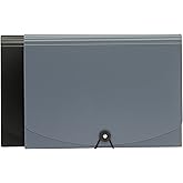 Amazon Basics A4 Accordion Folder, Pack of 2, Grey, Black/Grey