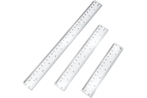 ANNLPOY Lot de 3 Règles en Plastique Transparentes et Résistantes, Longueurs de regle 15cm, 20 cm et 30 cm, avec Graduations en Centimètres et Pouces, Idéales pour École, Bureau et Maison