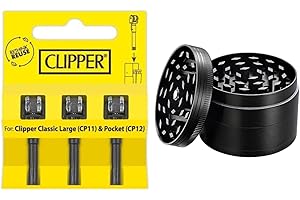 Clipper Set Ricarica con 9 Pietrine + 3 Rotelle d’Accensione con Pietra – Con Custodia Originale OnAir Selezionata Casualmente (3x Rotelle Accendino + Grinder OnAir)
