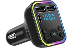 LEUUD Trasmettitore FM Bluetooth 5.3 per Auto, Radio Adattatore Bluetooth Auto Wireless per MP3 Musica con 2 Porte USB 3.1A, Chiamata Vivavoce, Trasmettitore Bluetooth Auto Supporta TF Card/USB/SD