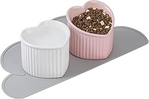 HCHLQLZ Ceramiczna miska dla kota, zestaw misek dla kota – miska dla kota zwiększa ochronę przed wymiotami, miska na karmę i wodę, miska na karmę dla kota, miska dla kotów, zestaw misek na karmę dla kotów, 2