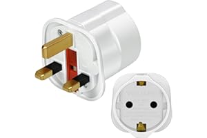VGUARD European to UK Plug Adapter (NOT for UK Shavers/Toothbrushes Bathroom Plugs), Fused 13A EU to UK Travel Adaptor for 2 Pin EU Devices (1 Pack), White