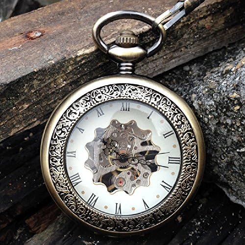 Classic retro clamshell feature magnifier open cover men's watch mechanical pocket watch Roman word Thanksgiving female