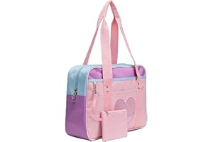 PUSOKEI Japansk Skolväska Anime Heart Purse Rymligt Rum Oxford Tyg för Skolflicka Stor Axel