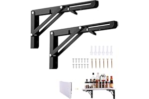 Viesap Staffa Pieghevole250mm, 2 Pezzi Mensola Pieghevole, Staffe Mensole Pesanti, Supporto Da Parete In Metallo Nero, Supporto Tavolo Staffe Carico Massimo 50KG, Per Garage, Cucina, Camera Da Letto.