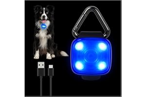 WOEITA LED Dog Collar Light Rechargeable Clip On – Waterproof USB Pet Safety Light for Dogs, Cat & Owner Visibility, Ideal for Night Walking, Running & Camping (Blue)