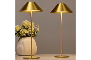 Bojim Lot de 2 Gold Lampe de Table LED Sans Fil Rechargeable USB, Tactile Dimmable Lampes, Interieur a Poser Batterie 4000mAh, pour Chevet Exterieur Restaurant Terrasse, Métal, 3000K-6000K, 3W, IP54