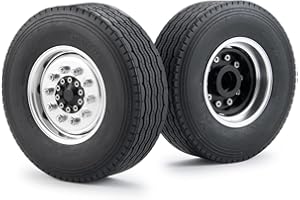 ZuoLan 2set of RC Trailer Front Wheel Rims Alloy Wheels Hubs with Rubber Tyres for 1/14th Tamiya RC Tractor Truck Car