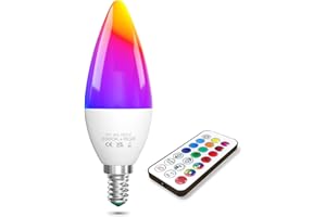 TobeBright 1X E14 Lampadina LED che Cambia Colore, 3W Lampadina LED RGB E14 con Telecomando Dimmerabile Bianco Caldo 3000K + RGB E14 Lampadine Colorate, 40W Equivalente, Funzione Memoria e Timing