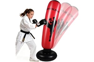 Quintrost Sacco da Boxe per Bambini 6-12 Anni, 168cm Stabile Sacco da Boxe Gonfiabile, Pratica di Taekwondo Karate Attrezzatura da Allenamento MMA, Regalo per Ragazzi Ragazze