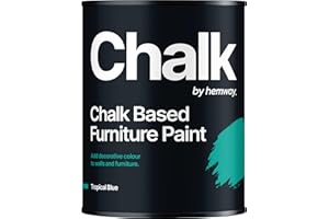 Hemway Matt elegante lamentable tiza basado en pintura de muebles 1L tropical azul para muebles de interiores, armarios, estantes, mesas y sillas, de secado rápido calcárea acabado liso táctil