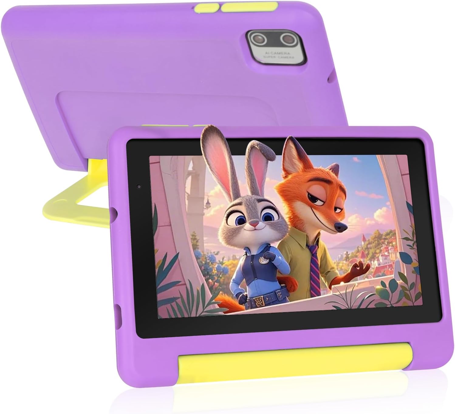 Whitedeer Kids Tablet, 7 inch Tablet for Kids 3-7 Ages 8GB RAM +64GB ROM, Android 13, Parental Controls, Dual Camera, Wi-Fi, Bluetooth, Type-C, Impact Resistant Case, Gift,Purple