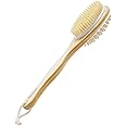 Bloom 2-in-1 Long Handle Body Brush | For Skin Exfoliation and Massage | Reduces Cellulite | Stimulates Blood Circulation & Reduces Dead Skin Cells | Natural, Soft Bristles | (1 unit)