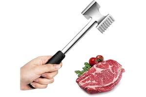 Ushine Meat Tenderizer Hammer,Double Sided Metal Meat Hammer,2 in 1 Heavy Duty Steak Hammer Aluminum Meat Mallet Pounder,Dishwasher Safe,Hanging Hole Meat Mallet for Steak,Chicken,Fish,Pork