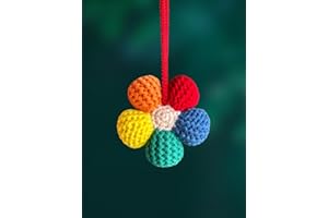 KIAYOO Ciondolo per Specchietto Retrovisore Auto Fiore Arcobaleno Lavorato a Maglia, Decorazione Auto Carina, Accessorio Interno Regalo di Compleanno Natale Capodanno per Ragazze Donne Amiche