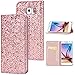 Produktbild Sycode Elegant Edel Stilvoll Luxus Roségold Glitzer PU-Leder Buchstil Wallet Brieftasche Schutzhülle Etui für Samsung Galaxy S7-Roségold