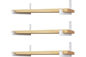 EZYDECOR 6 Pcs Heavy Duty Shelf Bracket with Lip Iron Metal Wall Mounted Industrial Floating Shelf Brackets Support for DIY Storage Space (12") White