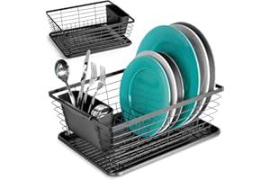 Vilde Suszarka do naczyń ociekacz na naczynia z pojemnikiem na sztućce czarna