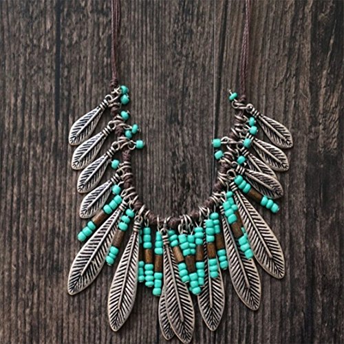 Hosaire 1 Stück Halskette Vintage schmuck Kreativ türkis Quaste Anhänger Necklace Kette - 5