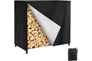KUZRZNH Brennholzabdeckung Kaminholzregal Abdeckung wasserdicht 300D Oxford Holzabdeckung Brennholz Lagerung Abdeckung 120X65X120CM Schwarz Brennholzregalabdeckung wetterfest UV-Schutz
